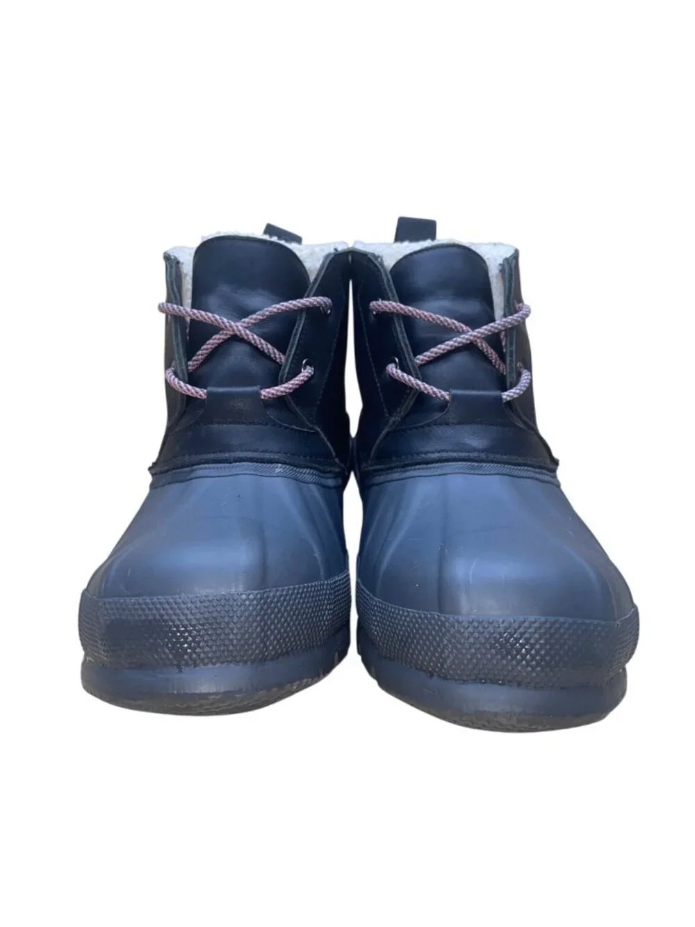 Hunter Men’s Black Rubber Insulated Lining Lace-Up Waterproof Duck Boots Size 10